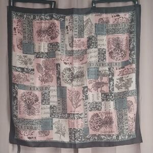 Lands End Silk Botanical Theme Scarf Patchwork Style Flowers Plants Nature 35×35